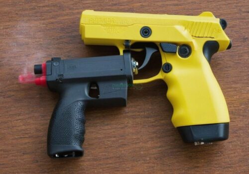two tear gas pistols for self-defense.
